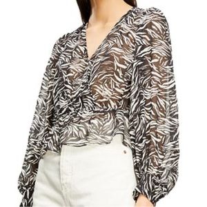 The Kooples semi-sheer animal print blouse size 2 nwt